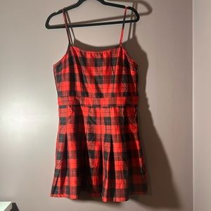 Divided spaghetti strap red & black plaid dress size M